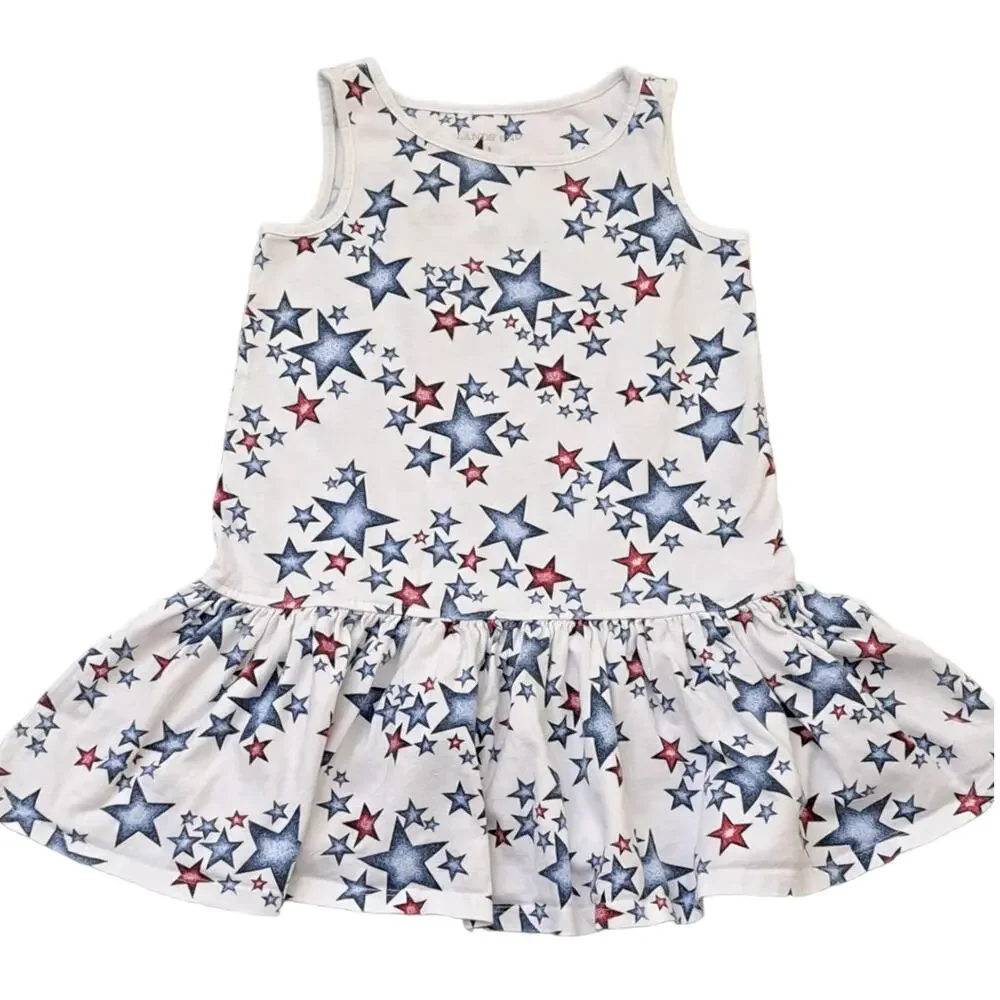 Lands' End Americana Stars Sleeveless Dress Size Small July 4th Festive Sundress